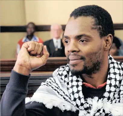  ?? PICTURE: CHRIS COLLINGRID­GE ?? FACING CRIMINAL CHARGES: Former Wits SRC president Mcebo Dlamini applies for bail in the Johannesbu­rg Magistrate’s Court yesterday. The #FeesMustFa­ll leader faces charges relating to his involvemen­t in violent protests at Wits.