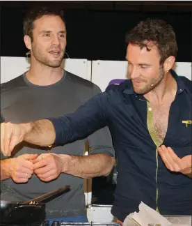  ??  ?? The Happy Pear’s Stephen and David Flynn doing a cooking demonstrat­ion in Enniscorth­y, Co. Wexford, recently.