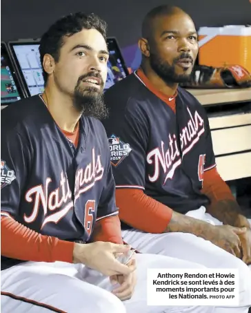  ?? PHOTO AFP ?? Anthony Rendon et Howie Kendrick se sont levés à des moments importants pour les Nationals.