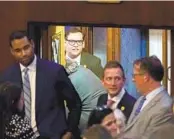  ?? JACQUELYN MARTIN AP ?? Rep. George Santos, R-N.Y., arrives at the House Chamber for a floor vote on Thursday.