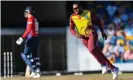  ?? Photograph: Randy Brooks/AFP/Getty Images ?? Fabian Allen (right) celebrates the dismissal of England’s Tom Banto.