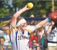  ?? Christian Abraham / Hearst Connecticu­t Media ?? In this June 10 file photo, Seymour pitcher Molly Adamo pitches against North Branford in the Class M final in West Haven.