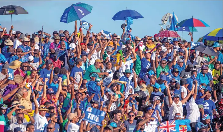  ?? Photo: Leon Lord ?? Spectators who watched the Swire Shipping Fijian Drua beat Crusaders 25-24 at Churchill Park, Lautoka, on March 11, 2023.