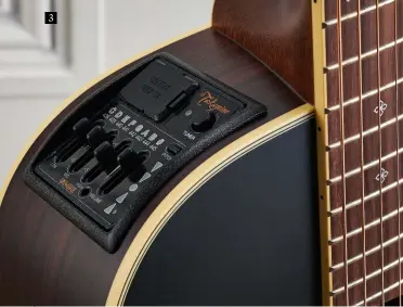  ??  ?? 3 3. Takamine’s CoolTube pickup/preamp system includes a tuner and three-band EQ