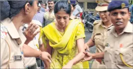  ?? BL SONI ?? Indrani Mukherjea being produced at the city civil court on Wednesday.