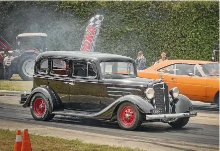  ?? LUZ ZUNIGA/STUFF ?? The vintage gassers class was a popular drawcard at round six of the National Drag Racing Championsh­ips at the Motueka Aerodrome, which attracted nearly 100 entries.