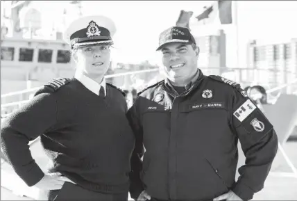  ?? COURTESY MARITIME FORCES, MONA GHIZ, THE CANADIAN PRESS ?? Husband and wife lieutenant-commanders Chris Devita and Victoria Devita have both skippered HMCS Glace Bay.