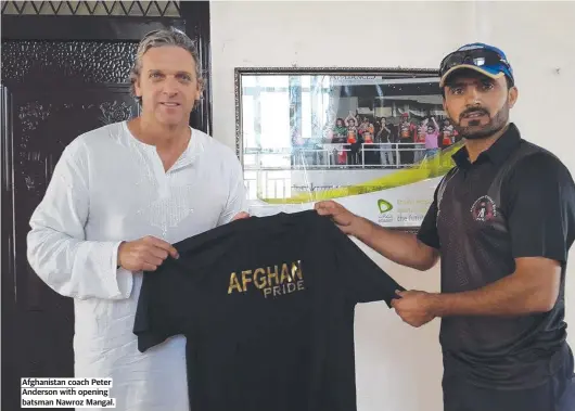  ??  ?? Afghanista­n coach Peter Anderson with opening batsman Nawroz Mangal.