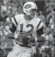  ??  ?? Joe Namath, the quarterbac­k with swagger who led the New York Jets to a stunning upset victory in Super Bowl III in 1969, was the first draft pick of the New York Jets in the AFL Draft, 53 years ago today.