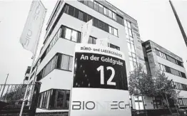  ?? MICHAEL PROBST/AP ?? In a major step in the fight against the coronaviru­s pandemic, German-based BioNTech and Pfizer have won permission for emergency use of their COVID-19 vaccine in Britain.