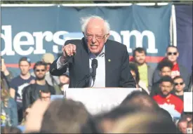  ?? MACOMB DAILY FILE PHOTO ?? Sen. Bernie Sanders, I-Vt., speaks at a rally held at Macomb Community College in Warren, Saturday, April 13, 2019. Monday he will be returning to the county.