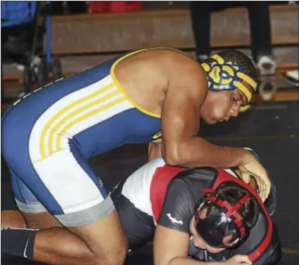  ?? GREGG SLABODA — TRENTONIAN PHOTO ?? Nottingham’s Devion Stokes is the top seed at 220-pounds in District 24. The Swamprats could also capture a district title with several solid performanc­es.