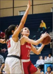  ?? JAMES BEAVER/FOR DIGITAL FIRST MEDIA ?? Olivia Schneider (11) of Souderton looks to put up a shot against Neshaminy Saturday.