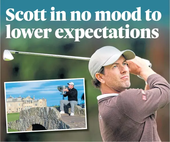  ?? ?? DRIVE: Adam Scott is eyeing a third Australian PGA Championsh­ip title in his native Queensland. Inset: Ryan Fox tasted glory at St Andrews.