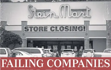  ?? TORI LYNN SCHNEIDER/ USA TODAY NETWORK ?? Stein Mart took out a $ 10 million Paycheck Protection Program loan in June. Within two months, it filed for Chapter 11. The company closed all 280 stores and laid off 9,000 workers.