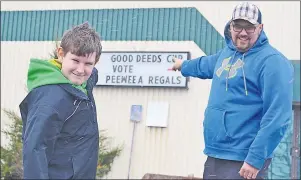  ?? ERIC MCCARTHY/JOURNAL PIONEER ?? Brandon MacDougall, left, captain of the Alberton peewee A Regals, and coach Mitch Illsley are eager to remind people to vote for the Regals in the Chevrolet Good Deeds Cup. Online voting ends Friday at 1 a.m.