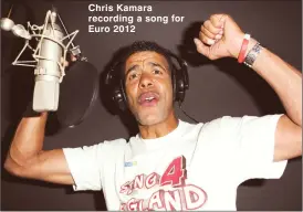  ??  ?? Chris Kamara recording a song for Euro 2012