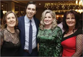  ??  ?? Evanne Cahill, Minister Simon Harris, Lisa Sullivan and Marie Kindlon at the gala hospice fundraiser in the Parkview Hotel last Friday, hosted by Wicklow County Council.