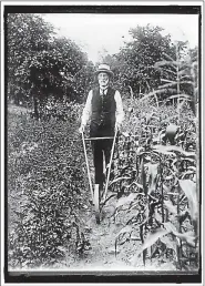  ?? PHOTO COURTESY OF LIBRARY OF CONGRESS ?? A man works in a garden circa 1918.