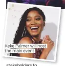  ??  ?? Keke Palmer will host the main event.