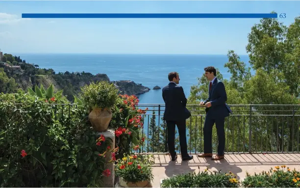  ?? Adam Scotti photo ?? Prime Minister Trudeau meets with Emmanuel Macron, President of the French Republic, during the G7 in Taormina, Sicily on May 26.