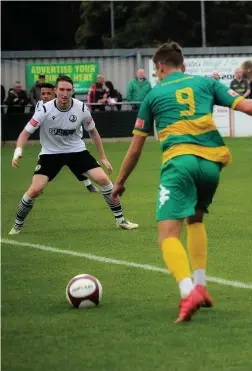  ?? Tom Paul ?? ● Ryan Brooke secures the win for Runcorn Linnets at the APEC Taxis Stadium on Saturday
