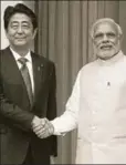  ??  ?? PM Narendra Modi with Japanese Prime Minister Shinzo Abe, New Delhi, 2015