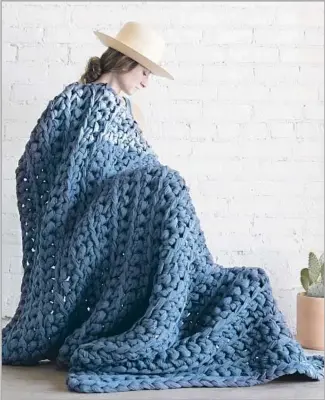  ?? Jamie Arrigo ?? SHELTERED CO. makes weighted blankets by hand, using a heavy yarn created from repurposed cotton fabrics. Launched in a garage, the company is now housed in a downtown L.A. studio.