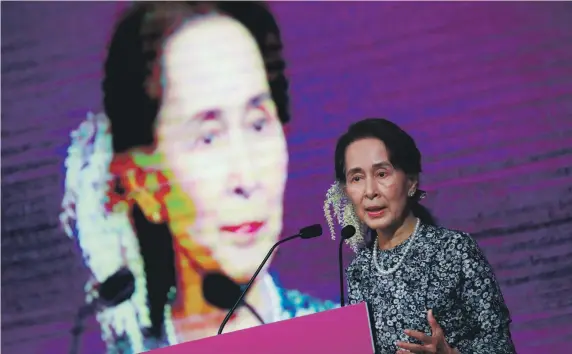  ?? EPA ?? Myanmar’s leader faces growing internatio­nal criticism over her failure to speak out on the murder of thousands of Rohingya Muslims in Rakhine state