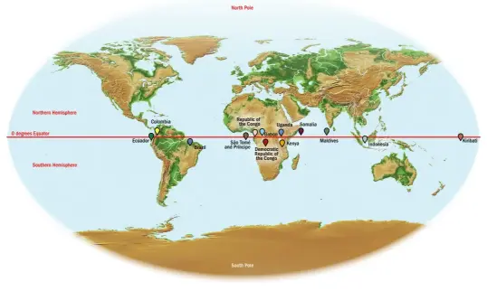  ??  ?? opposite page (top) Brazil’s Amazon Rainforest is a few degrees south of the equator opposite page (bottom) Kennedy Space Center Launch Complex 39, Merritt Island, Florida, USA: Equatorial regions are ideal for rocket launches