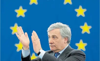  ?? AP ?? ¿El hombre? Antonio Tajani, en enero de 2017, al ser electo presidente del Parlamento Europeo.