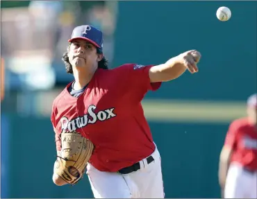  ?? File photo by Louriann Mardo-Zayat / lmzartwork­s.com ?? One of the reasons the PawSox bounced back from a slow start to reach .500 at the All-Star break is lefty Edgar Olmos (pictured). Olmos has struck out 51 batters in 60.1 innings with an ERA 1.64.