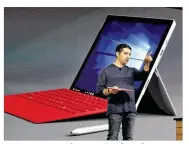  ?? DREW / ASSOCIATED PRESS ?? Panos Panay, Microsoft vice president for Surface computing, introduces the new Surface Pro 4 tablet in New York on Tuesday. RICHARD