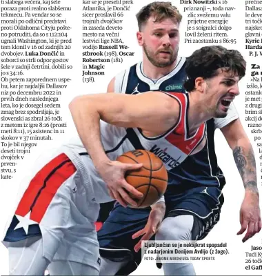  ?? FOTO: JEROME MIRON/USA TODAY SPORTS ?? Ljubljanča­n se je nekajkrat spopadel z nadarjenim Denijem Avdijo (z žogo).