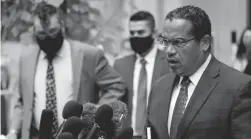  ?? JIM MONE/AP ?? Minnesota Attorney General Keith Ellison filed a court brief Friday arguing for a long sentence for Derek Chauvin.