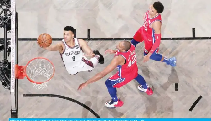  ?? — AFP ?? BROOKLYN: Timothe Luwawu-Cabarrot #15 of the Brooklyn Nets shoots the ball against the Philadelph­ia 76ers at Barclays Center in Brooklyn, New York.