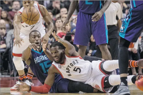  ?? — THE CANADIAN PRESS FILES ?? After battling past the Charlotte Hornets on Friday night, DeMarre Carroll and the Raptors want to keep the momentum going when they face the Chicago Bulls on Sunday.