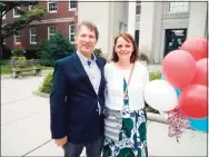  ?? Emily M. Olson / Hearst Connecticu­t Media ?? Torrington resident Stephen Ivain, pictured with his wife, Philippa, was endorsed Thursday by the Democratic Town Committee to run for mayor.