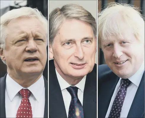  ??  ?? David Davis, Philip Hammond and Boris Johnson are likely contenders for the Tory leadership but compare poorly to previous ‘big beasts’ of the party.