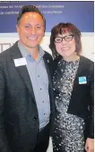  ??  ?? National Music Centre president and CEO Andrew Mosker is shown with ATB Financial’s Sandra Huculak at the event.