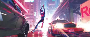  ?? — Sony Pictures Animation ?? (Above and below) Miles Morales (voiced by Shameik Moore) in ‘Spider-Man: Into the Spider-Verse’.