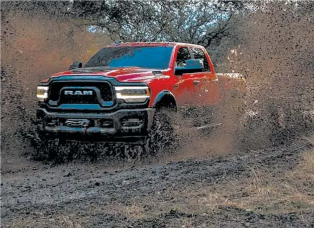  ?? RAM/FCA ?? The 2020 Ram 2500 Power Wagon is equipped with 33-inch tires for more ground clearance, has a front approach angle of 29 degrees and is rated for wading through 30 inches of water.