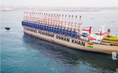  ?? Picture: Supplied ?? POTENTIAL. Karpowersh­ip is the world’s biggest supplier of floating gas-fired power plants designed to provide up to 1 220MW of power – enough to cancel out an entire stage of load shedding.