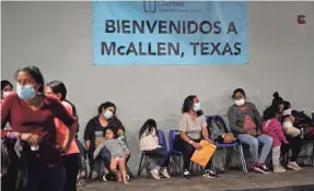  ??  ?? Catholic Charities of the Rio Grande Valley helps migrants with travel and other needs in McAllen, Texas. The Respite Center sees about 800 migrants a day. That number could increase if the Biden administra­tion spikes a Trump-era policy.