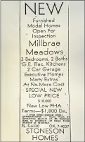  ?? ?? A 60-year-old San Francisco Examiner real estate ad promoting homes for sale in the Millbrae Meadows neighborho­od is on display in Jeff LaMont’s office.