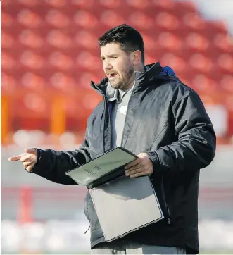  ?? LYLE ASPINALL ?? Brent Monson takes over as defensive co-ordinator of the Grey Cup champion Calgary Stampeders, replacing DeVone Claybrooks who left to become the new head coach of the B.C. Lions. Monson joined the Stamps as a video coach in 2009 and has held a number of positions leading up to his new gig.