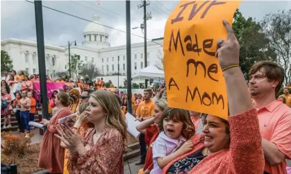  ?? ?? A protest rally for IVF legislatio­n on 28 February 2024 in Montgomery, Alabama. Photograph: Mickey Welsh/AP