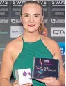  ?? ?? Football referee Isla Buchanan shows off her award at the ceremony