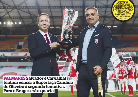  ??  ?? Presidente e treinador do Braga na conquista da Taça de Portugal