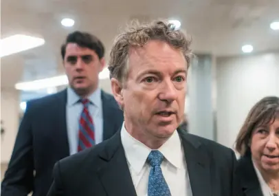  ?? WASHINGTON POST PHOTO BY MELINA MARA ?? Sen. Rand Paul, R-Ky., briefly speaks to reporters in Washington on Feb. 8.